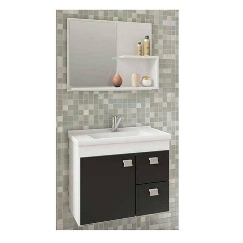 Mueble Para Baño Mgm Móveis Kit Hortencia Con Bacha Color Blanco Y Mueble Blanco/negro Mueble Para Baño Mgm Móveis Kit Hortencia Con Bacha Color Blanco Y Mueble Blanco/negro