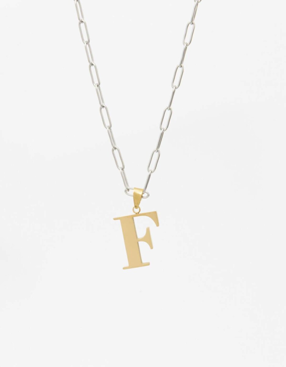 Cadena De Acero Inicial Letra ''f'' - Combinacion Bicolor 