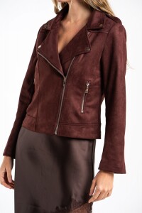 Campera Gamuza Cuero Vegano Burdeos