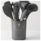Kit Set Utensilios Para Cocina Madera Y Goma Gris