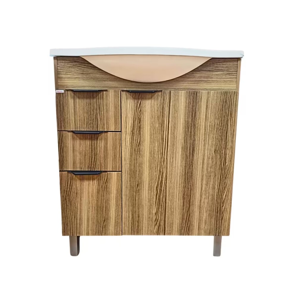 Mueble de baño de pie Crystal Nogal 72 cm con Bacha de resina y espejo con botiquín Mueble De Baño De Pie Crystal Nogal 72 Cm Con Bacha De Resina Y Espejo Con Botiquín