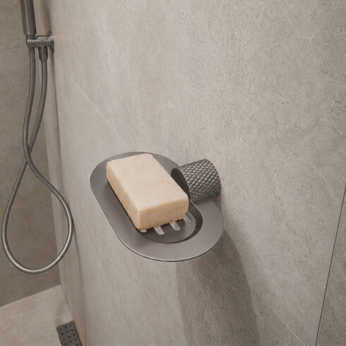 JABONERA DE PARED CEPILLADO LINEA SIGNATURE COLOR GRIS GRIS-BRUSHED NICKEL