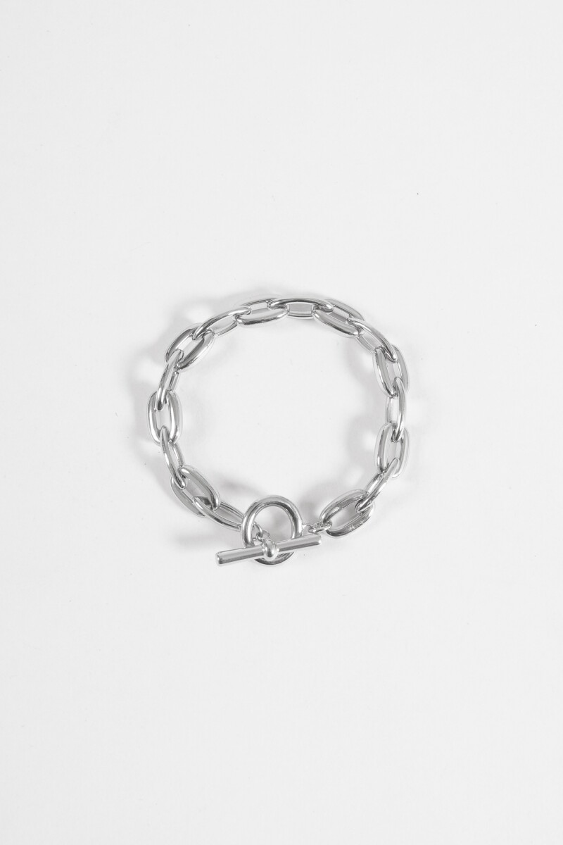Pulsera cadena acero plateado