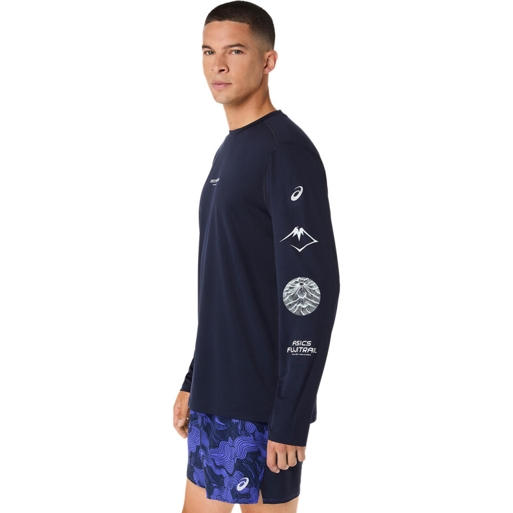 Polo Running Fujitrail Logo LS Top Hombre Midnight/cobalt Burst/cool Grey