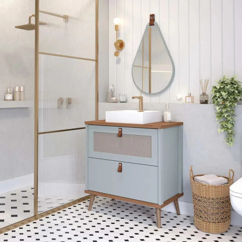 Mueble de baño Veneto con bañera, 80 cm, color pistacho/frye Mueble De Baño Veneto Con Bañera, 80 Cm, Color Pistacho/frye