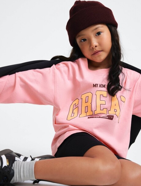 BUZO INFANTIL CON ESTAMPA - GRIS ROSADO