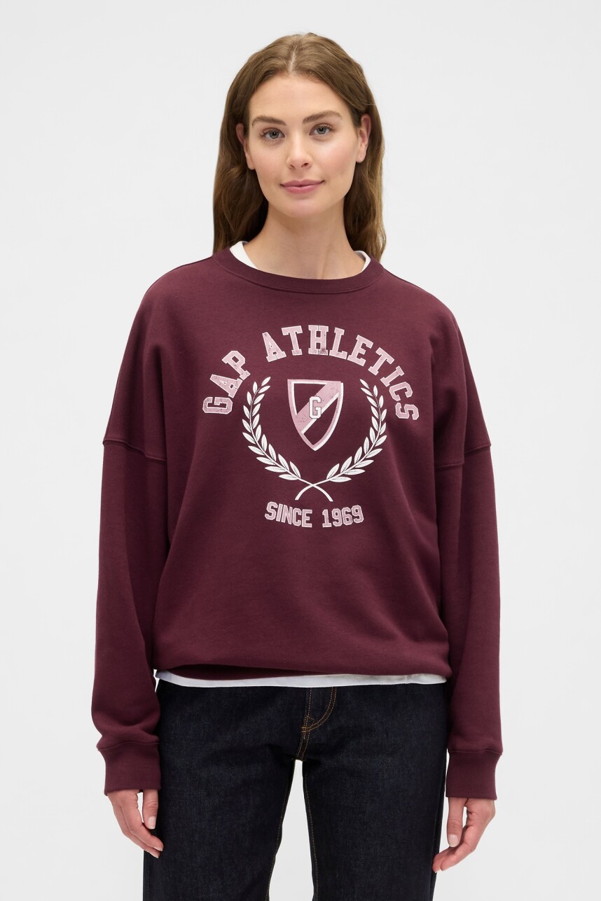 Buzo Deportivo Logo Gap Oversized Mujer Tuscan Red