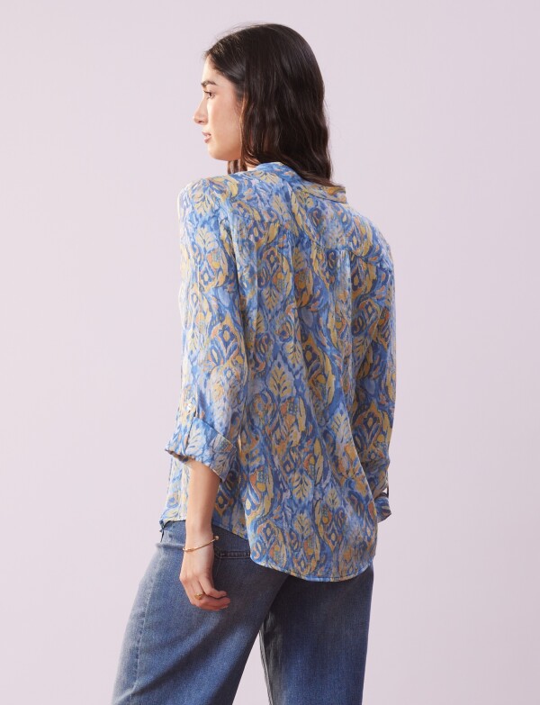 Blusa Plisada AZUL/MULTI