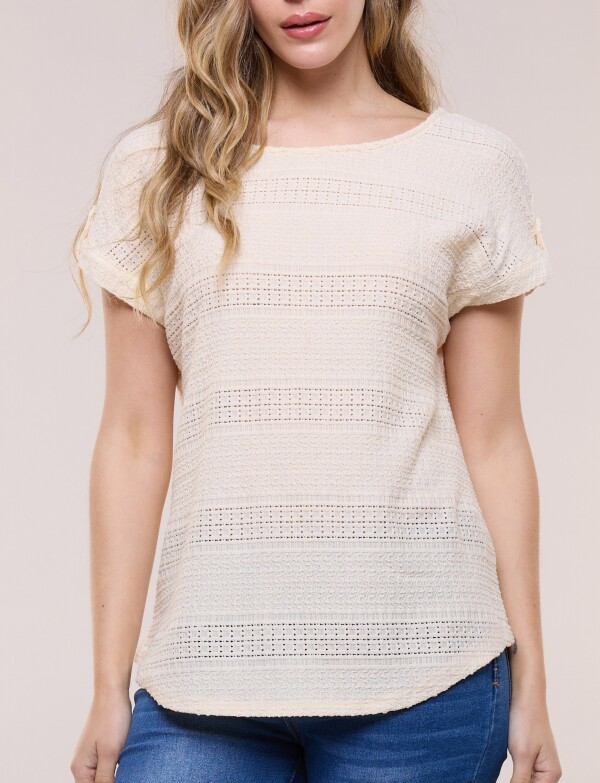 Blusa Pointelle BEIGE CLARO