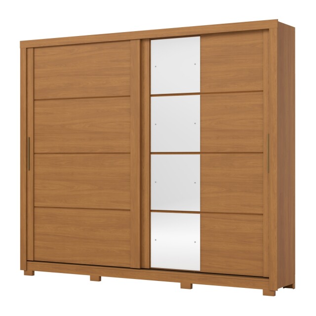ROPERO PALACE 2 PUERTAS 4 CAJONES INTERNOS 1 ESPEJO GUARDARROPA CLOSET ARMARIO COLOR MADERA