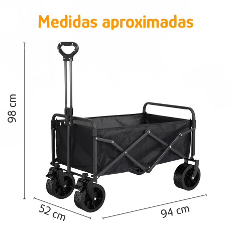 Carro Plegable Reforzado Camping Rueda de 8cm Negro