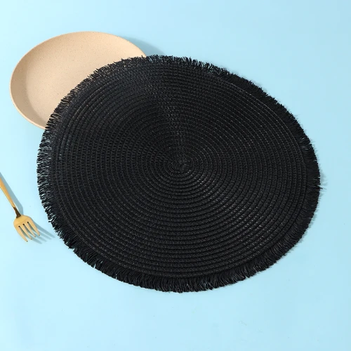 Individual Circular - Flecos - Negro Individual Circular - Flecos - Negro