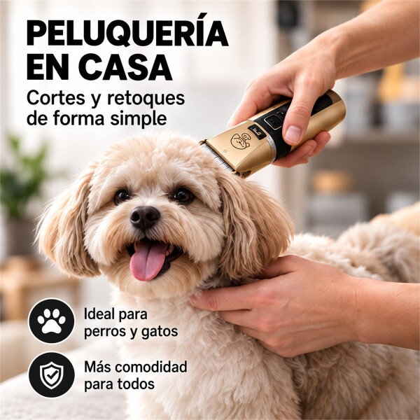 Cortapelo Mascotas con 4 Peines Dorado