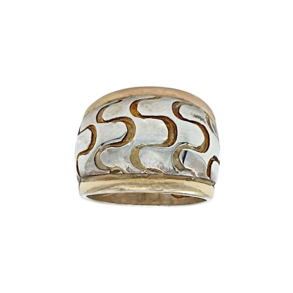 Anillo Cúpula-Plata y Oro-Sin Piedra-AN5419 sinpiedra