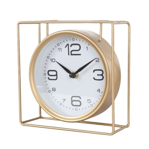 RELOJ DE MESA, CIRCULO EN CUBO DORADO 18X18X7 CM RELOJ DE MESA, CIRCULO EN CUBO DORADO 18X18X7 CM