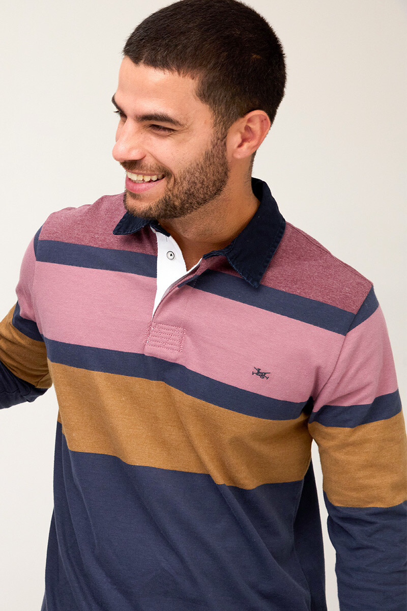REMERA POLO RAYADA - Bordo 