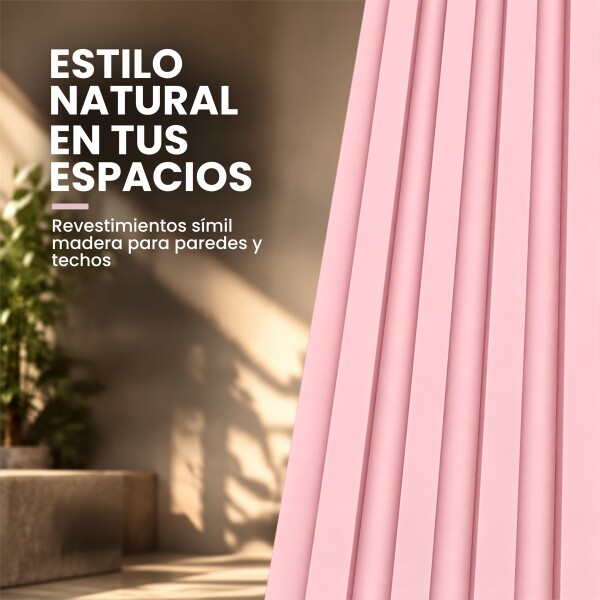 Pack x10 Wpc Simil Madera Wall Panel Lambrin 2.90x16.7 Rosa 1