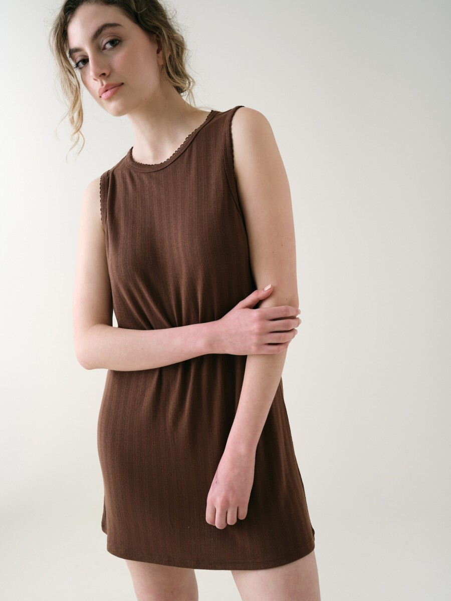 Camisón Sin Manga Pointelle - Marron 