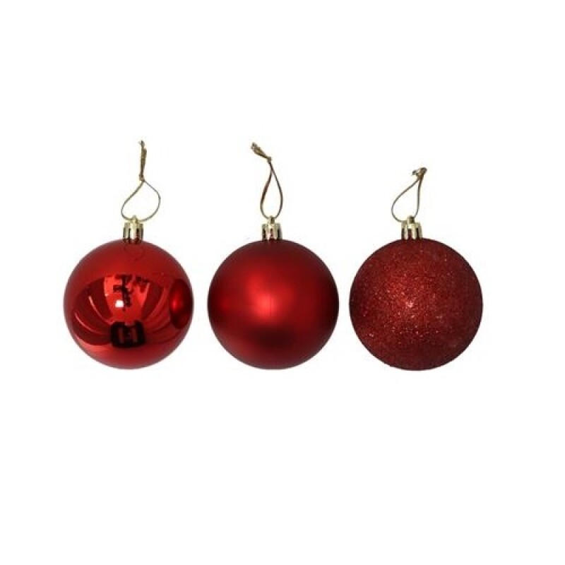Set de Esferas Navideñas Rojas x10 – 6 cm GE BOLA DE NAVIDAD X 10 ROJA 6 CM 3 SURTIDOS