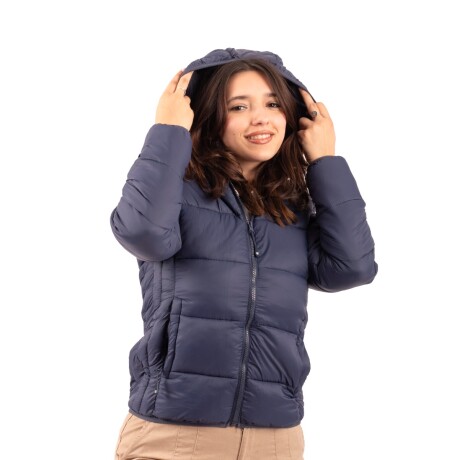 Campera Nylon Inflada Dama Azul