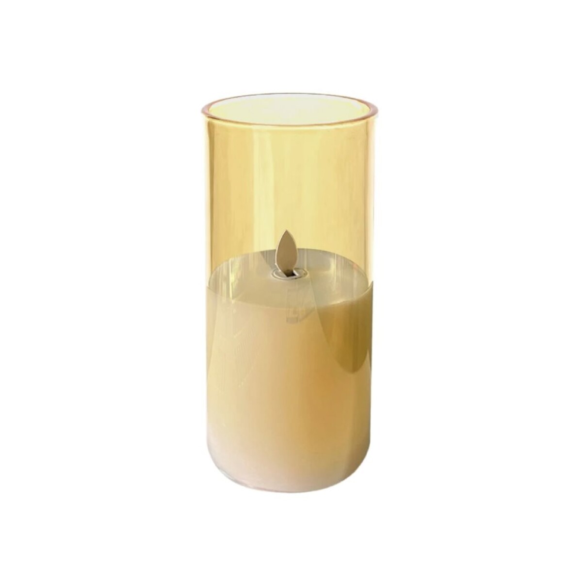 PORTAVELA DE VIDRIO CON VELA LED A PILA 8X8X18CM 