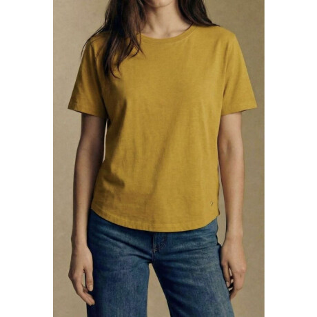 Remera Algodon Lavado Manga Corta Mostaza