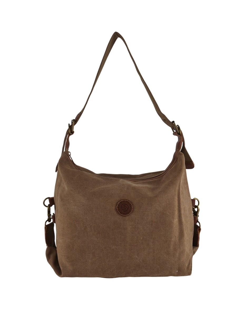 Cartera lona con hebillas - Marrón 