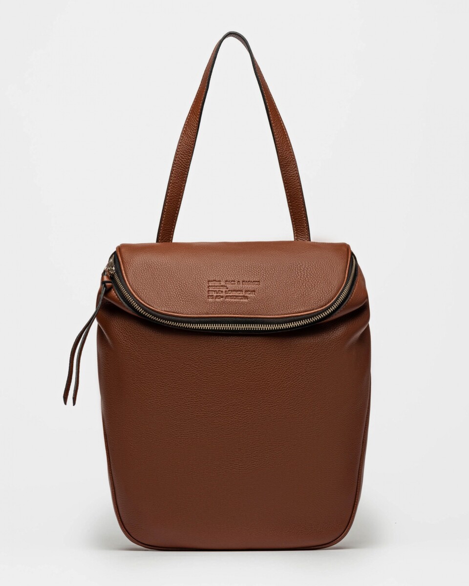 Mochila Soft En Cuero Graneado - Tabaco 