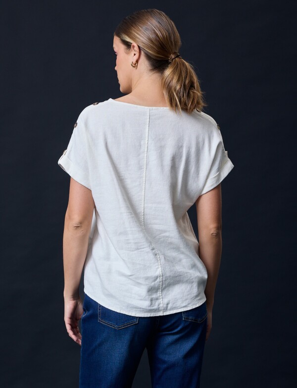 Blusa Lino Botones CRUDO