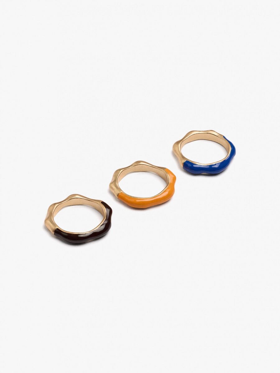 Set De Anillos Con Esmalte multicolor