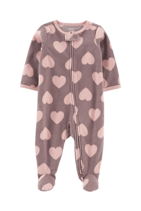 Pijama una pieza de micropolar, con pie, diseño corazones Pijama una pieza de micropolar, con pie, diseño corazones
