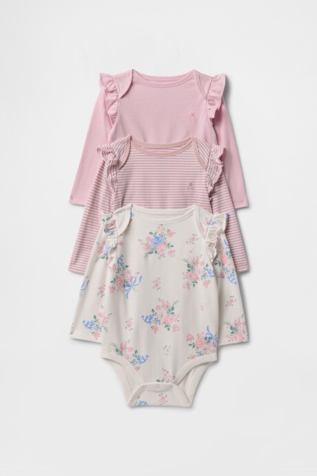 Bodies Pack X3 Manga Larga Bebe Rose Mist
