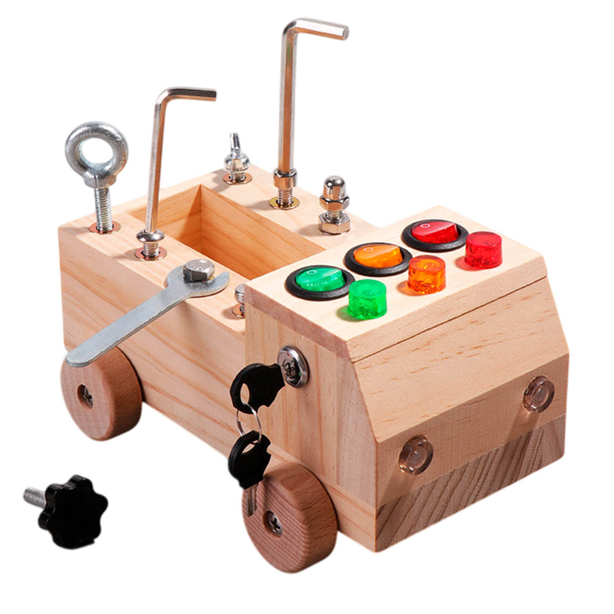 Juego De Herramientas Sensoriales De Madera De Haya – 8 Piezas Para Motricidad Fina, Incluye Pinzas, Cucharas Y Cuenco
