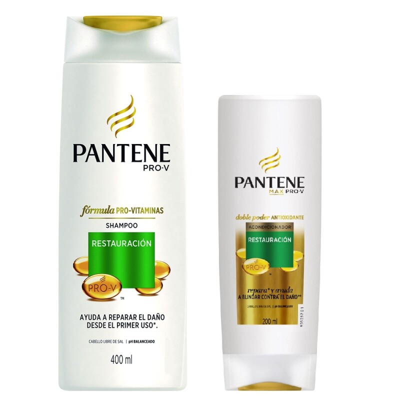 Shampoo Pantene 400 Ml Restauración + Acondicionador 200 Ml. Shampoo Pantene 400 Ml Restauración + Acondicionador 200 Ml.
