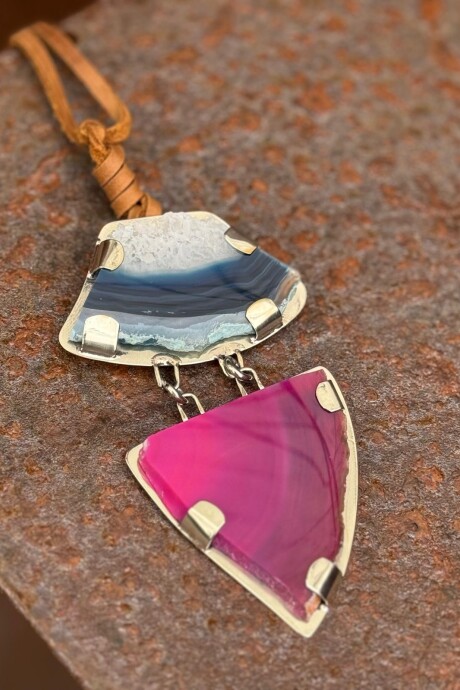 Cracked Necklace Fucsia / Azul