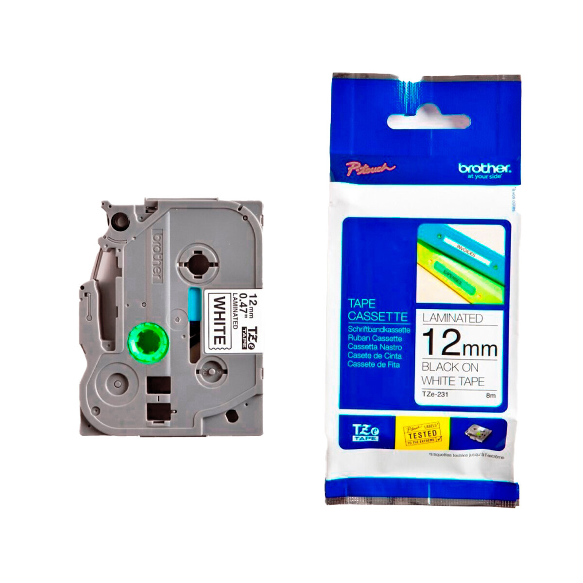 Cinta para Rotuladora Brother TZe-FX231 12mm NegroBlanco 