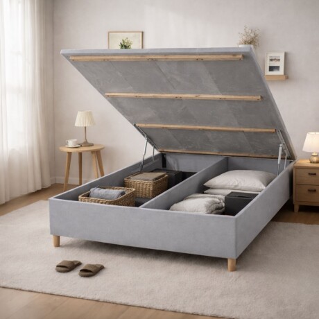 Sommier Queen HAMPTONS Hybrid Cobalt Smart Box Baúl Gris