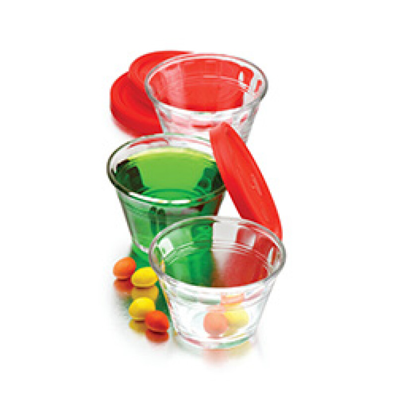 Flaneras de Vidrio con Tapa Plastica Pack de 3 Flaneras de Vidrio con Tapa Plastica Pack de 3