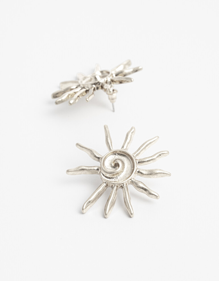 Aros Pasantes Metal Aros Maxi Pasantes Sol - Plateado Plata Cepillada Mate