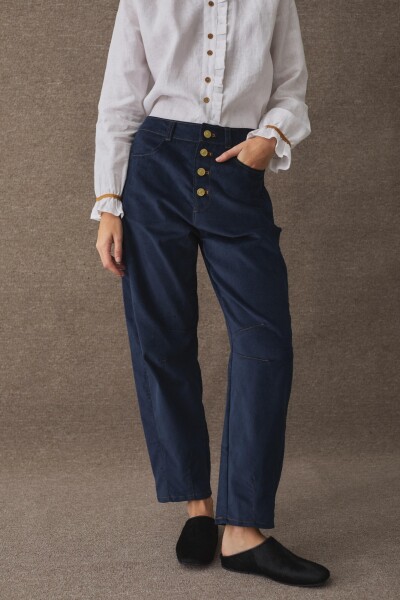 PANTALON BARREL CORDEROY Azul
