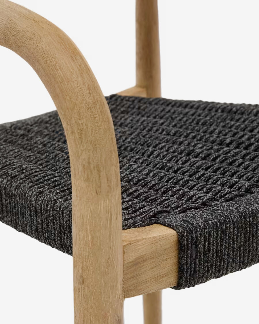 Silla Nina madera maciza de acacia y cuerda negro