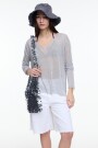 SWEATER EN V LUREX Plata