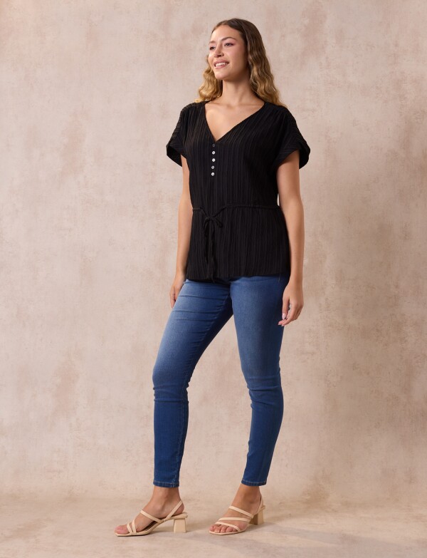 Blusa Plisada NEGRO