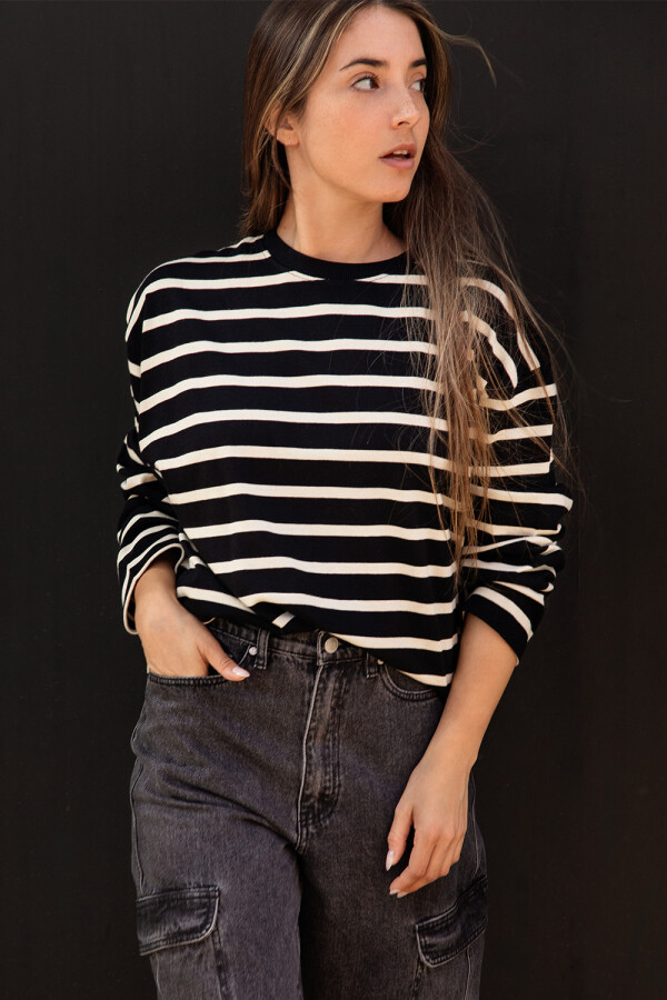 Remera rayas Negro