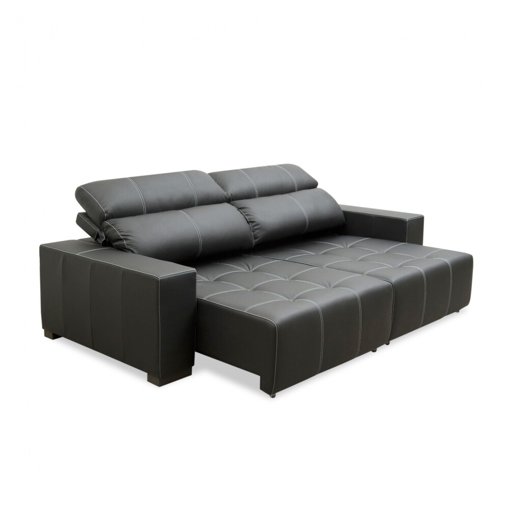 Sillón cama Madrid - 4 Cuerpos 100% Cuero Charcoal