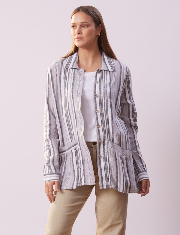 Sobrecamisa Lino Lineas GRIS/MULTI