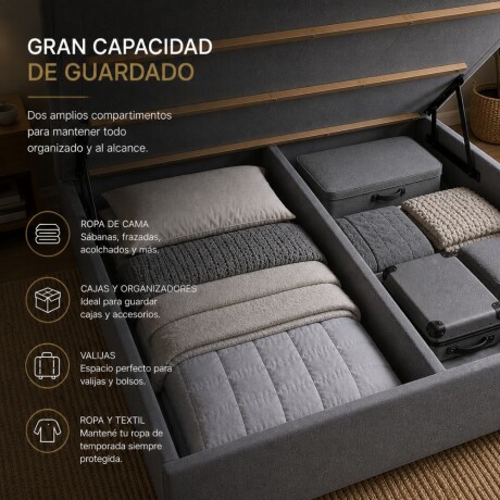 Sommier Queen HAMPTONS Palladium Smart Box Baul Gris