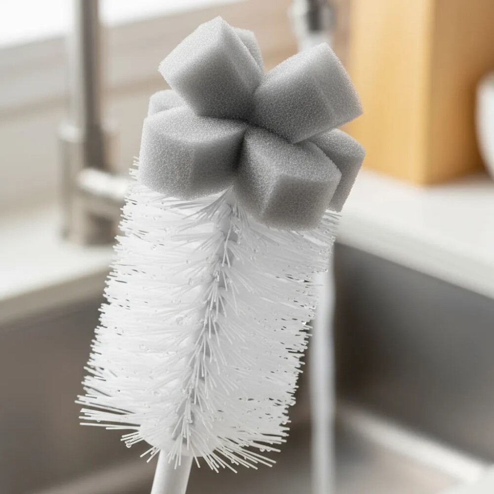 Cepillo limpia biberon BUBA gris ventosa y esponja Cepillo limpia biberon BUBA gris ventosa y esponja
