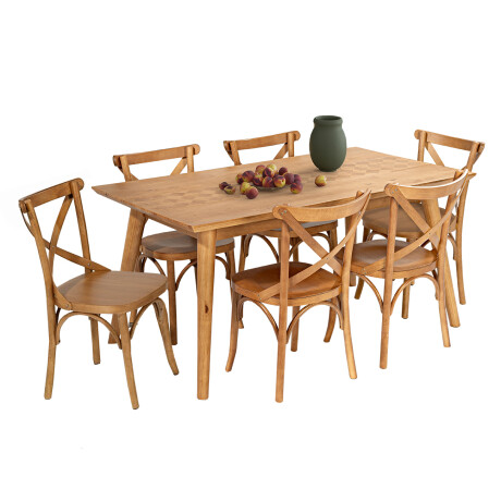 Comedor en madera maciza - Mesa + 6 sillas Comedor en madera maciza - Mesa + 6 sillas