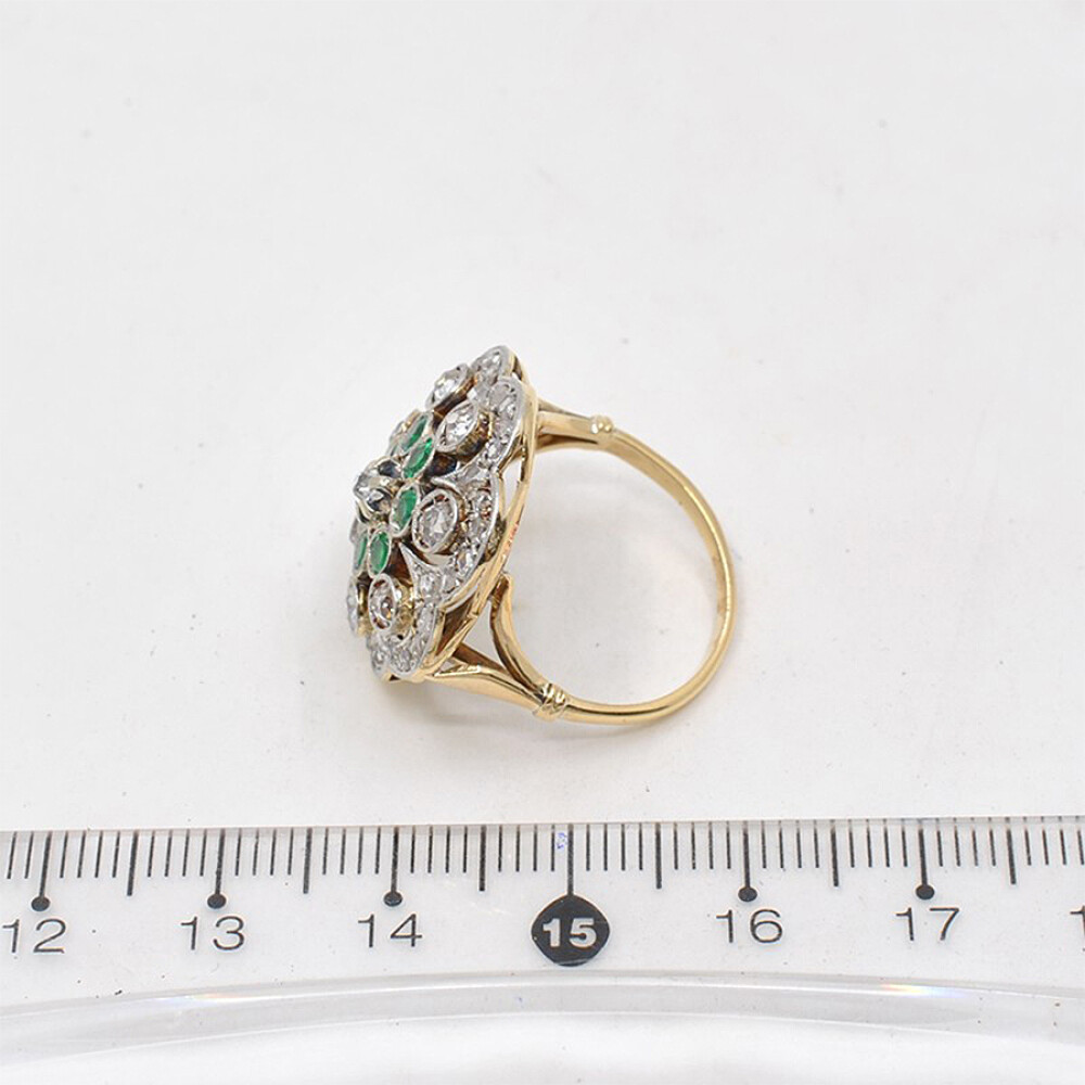 Anillo Oro 18K, Brillantes, Diamantes Y Esmeraldas Anillo Oro 18K, Brillantes, Diamantes Y Esmeraldas